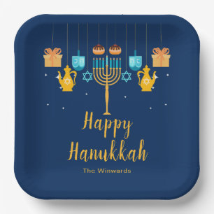 En Carton Assiettes de fête de Hanouka Menorah