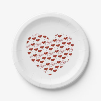 En Carton Assiettes de fête de l'amour rouge