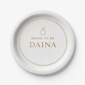 En Carton Assiettes de fête de mariage Anneau doré élégant,