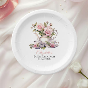 En Carton Assiettes de fête de thé de fiançailles Rose Blush