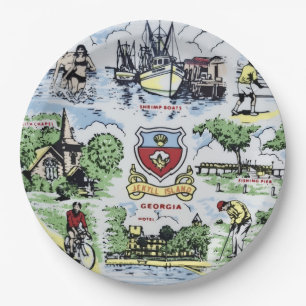 En Carton Assiettes de fête des monuments de l'île Jekyll