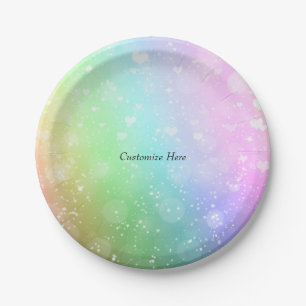 En Carton Assiettes de fête pailletées coeurs lumières arc-e
