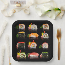 Assiettes de fête pour party sushi des Fêtes