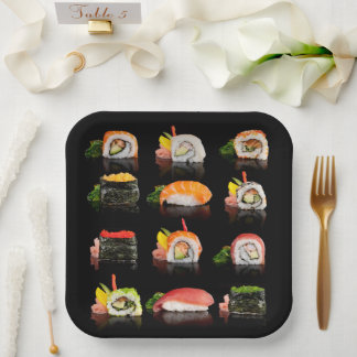 En Carton Assiettes de fête pour party sushi des Fêtes
