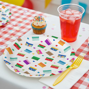 En Carton Assiettes de fête Shoebox Love - Blanches