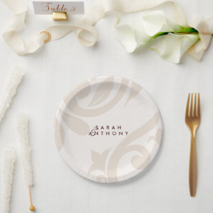 En Carton Assiettes de mariage classiques élégantes Burgundy