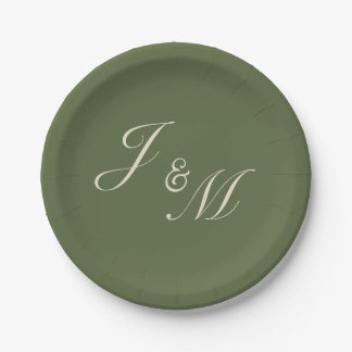 En Carton Assiettes de réception de mariage Olive & Beige