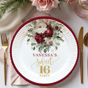 En Carton Assiettes Or Rose Poudré Bourgogne Luxueuses Sweet