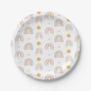 En Carton Assiettes pastel pour fête d'anniversaire avec arc