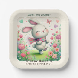 En Carton Assiettes personnalisées pour Baby Shower Lapin