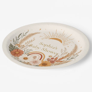 En Carton Assiettes pour Baby Shower Bohème Soleil Terres