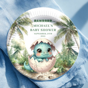 En Carton Assiettes pour Baby Shower Œuf de Dino Mignon Éclo