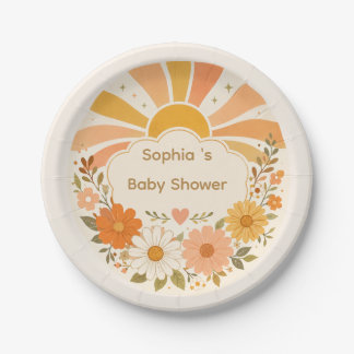 En Carton Assiettes pour Baby Shower Retro Sunshine | Ensole