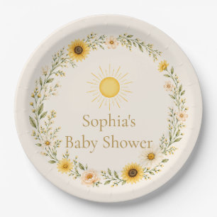 En Carton Assiettes pour Baby Shower Sunshine Jaune Chaud