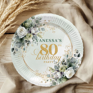 En Carton Assiettes pour fête d'anniversaire 80 ans Botaniqu