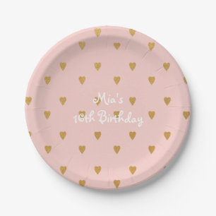 En Carton Assiettes pour fête d'anniversaire de filles roses
