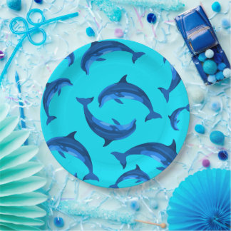 En Carton Assiettes pour fête tropicale d'été avec dauphins 