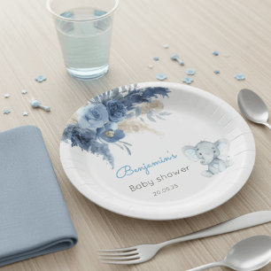 En Carton Assiettes pour Garçon pour Baby Shower à l'Élément