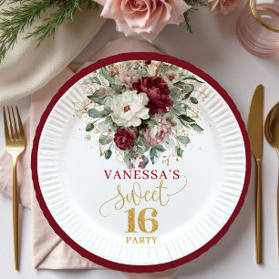 En Carton Assiettes raffinées Sweet Sixteen Blush Burgundy