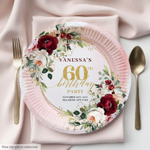 En Carton Assiettes Roses Or Rosé Marsala Bohème Sophistiqué