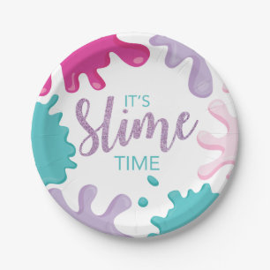 En Carton C'est l'heure de la Slime Assiettes de fête d'anni