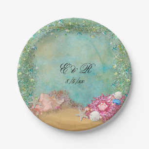 En Carton Été, Mariage sur la Plage, Coquillages, Assiettes