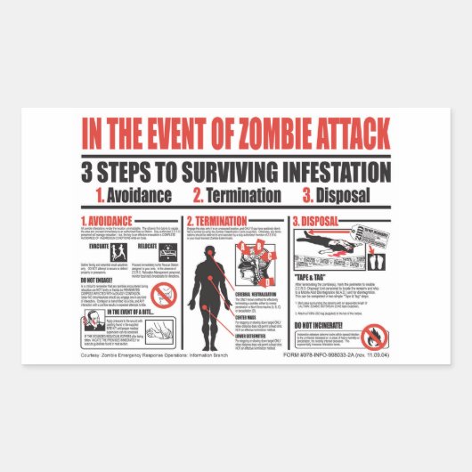 En cas d'attaque par zombie STICKERS (Devant)