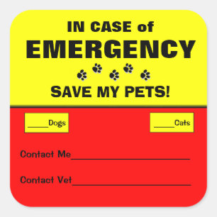 En cas d'urgence autocollants vigilants d'animal