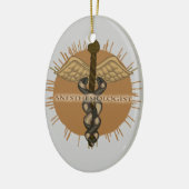 En Céramique Anesthésiologiste Caduceus Ornement ovale (Gauche)