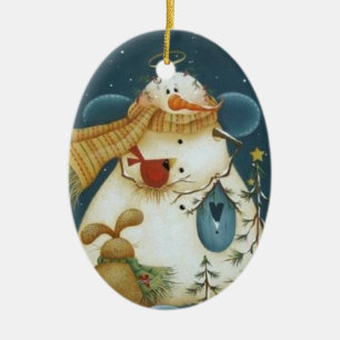 En Céramique Ange de bonhomme de neige et ornement d'amis de