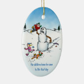 En Céramique Angry Snowman Funny Ornement de vacances (Droite)