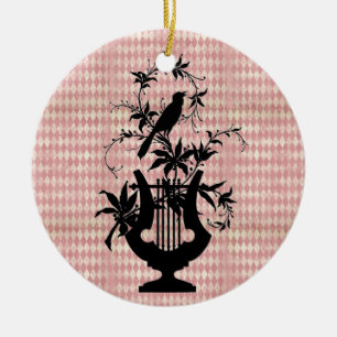 En Céramique Arlequin Harpe Ornement Silhouette Oiseau