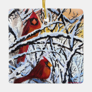 En Céramique AWCC Alaskan Frozen Cardinals Ornement de vacances