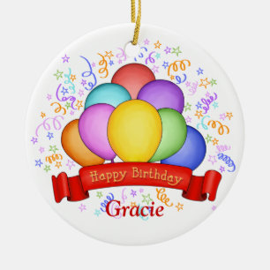 En Céramique Ballons d'anniversaire et ornement de bannières