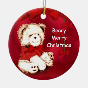 En Céramique Beary Joyeux Noël Teddy Bear Ornement