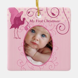 En Céramique Bébé Fille minuscule Tee Ornement photo avec stati