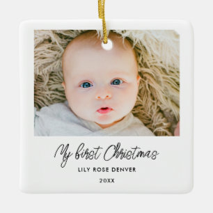 En Céramique Bébé personnalisé 1er ornement photo de Noël