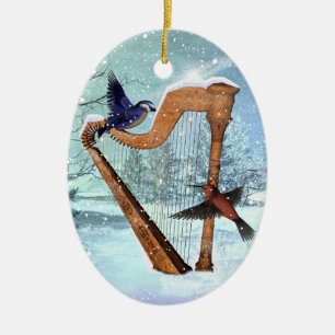 En Céramique Bel ornement d'harpe d'hiver