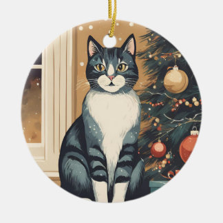 En Céramique Belle décoration de chats de Noël