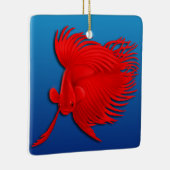 En Céramique Big Red Betta Splendens Poisson Ornement (Droite)