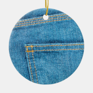 En Céramique Bleu Jeans Retour Pocket Ceramic Ornement