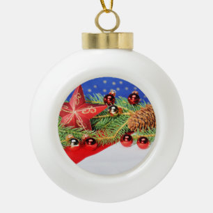 En Céramique Boule d'arbre de Noël avec motif avec cloche