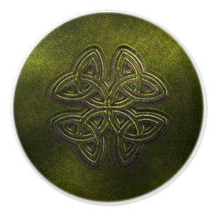 En Céramique Bouton celtique vert de porte ou de tiroir
