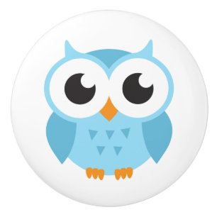 En Céramique Bouton de porte bleu de hibou
