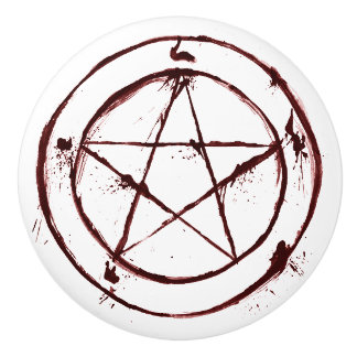 En Céramique bouton de porte de pentagone étoilé de sang