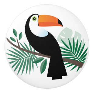 En Céramique Bouton de porte de toucan