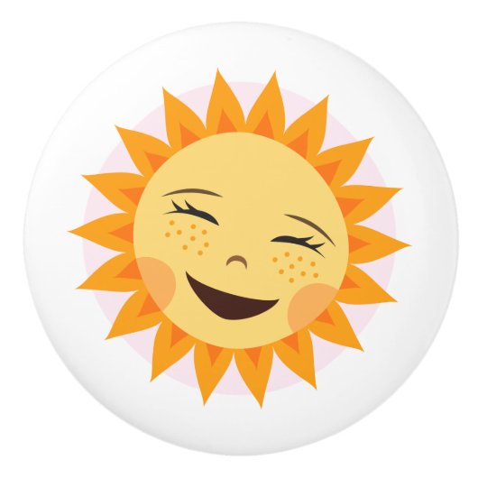 En Céramique Bouton de porte heureux du soleil - conception (Devant)