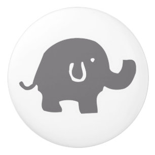 En Céramique Bouton gris et blanc d'éléphant mignon de porte