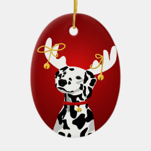 En Céramique Chien dalmate Noël ornement de cerfs