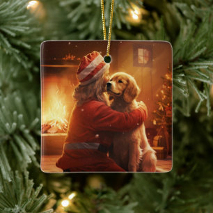 En Céramique Cocker Spaniel Ornement de Noël, Animal de Compagn